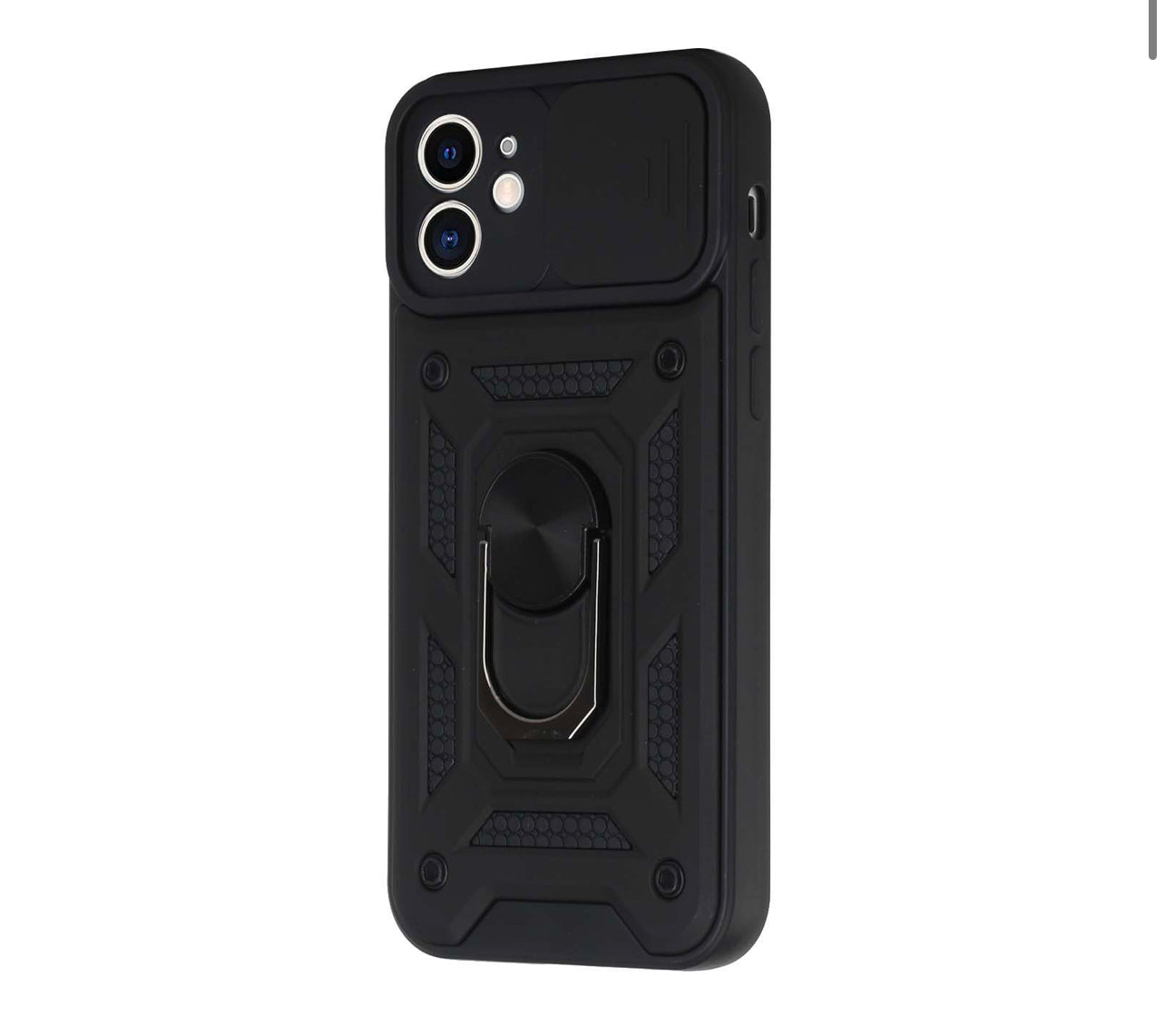 iPhone 14 PRO MAX 6.7" ELITE Camera Push Magnetic Ring Stand Hybrid Case Cover - Black