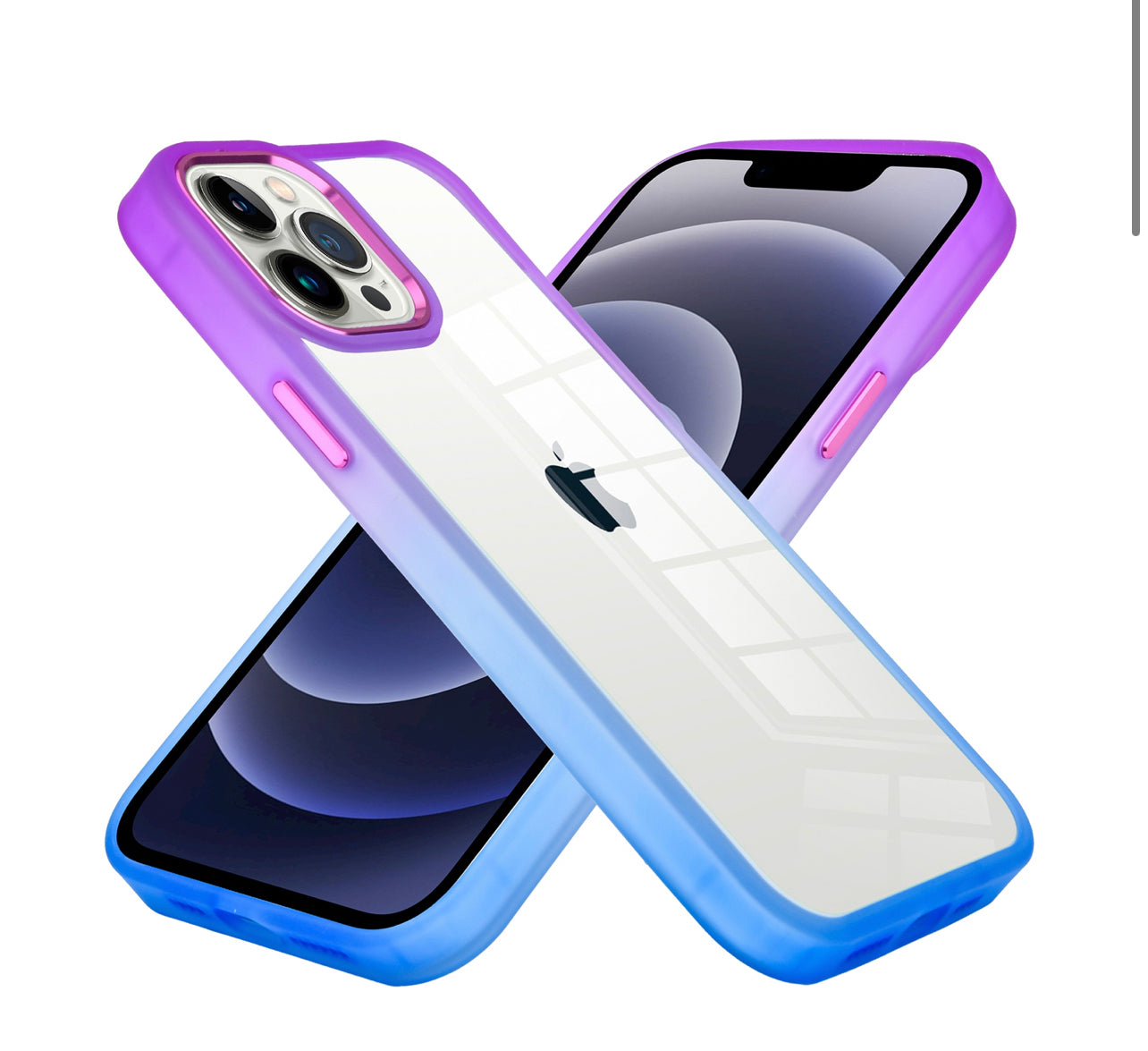 iPhone 14 PRO 6.1" Radiant Two Tone Transparent Thick Hybrid Case Cover - Purple/Blue