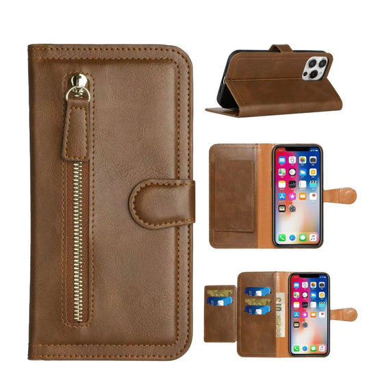 Apple iPhone 14 PLUS Premium Wallet MultiCard Holder Money Zipper With Magnetic Flap