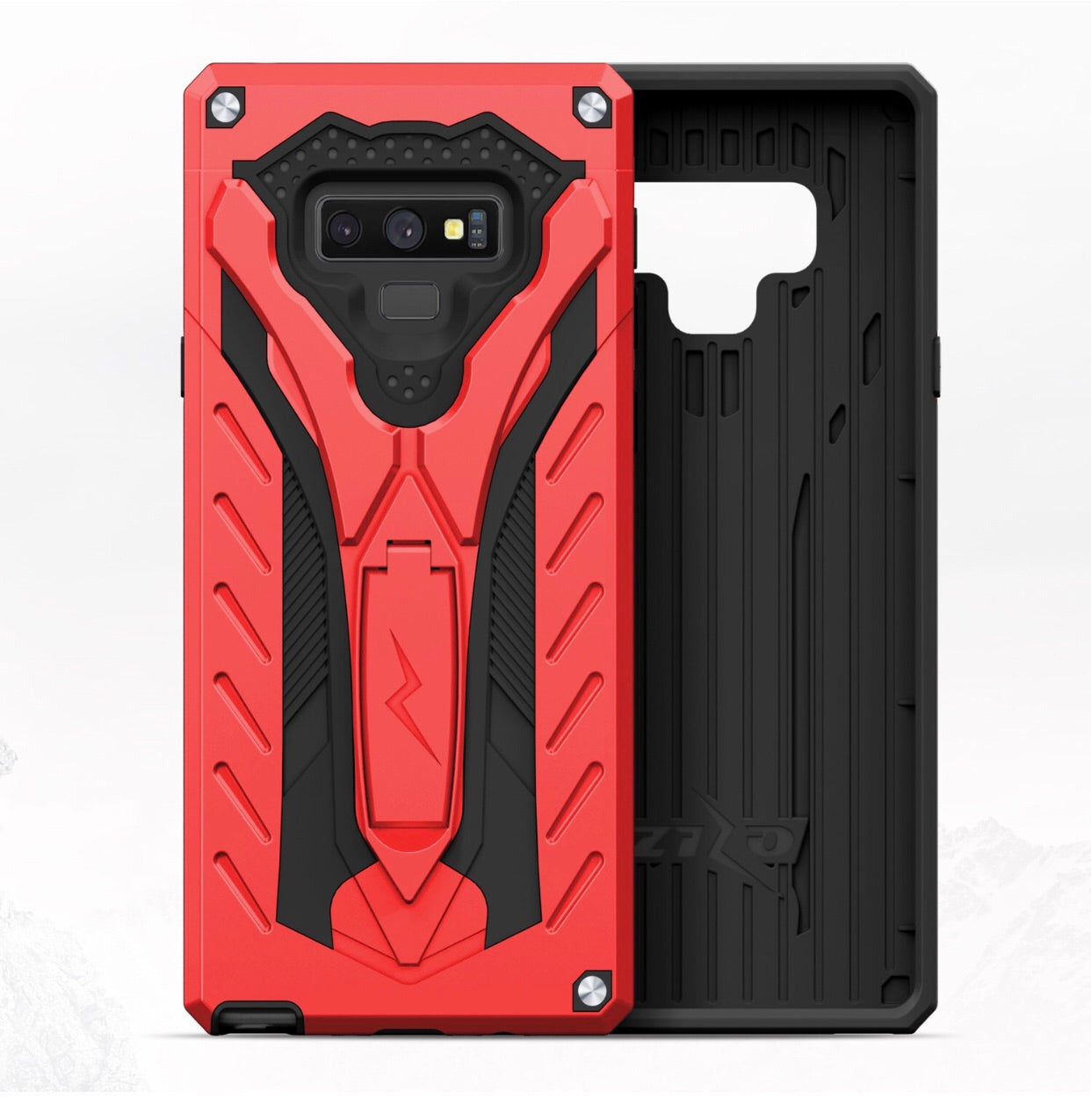 Samsung Galaxy Note 9 Zizo Static Series Dual Layered Hybrid Case w/ Kickstand - Red/ Black