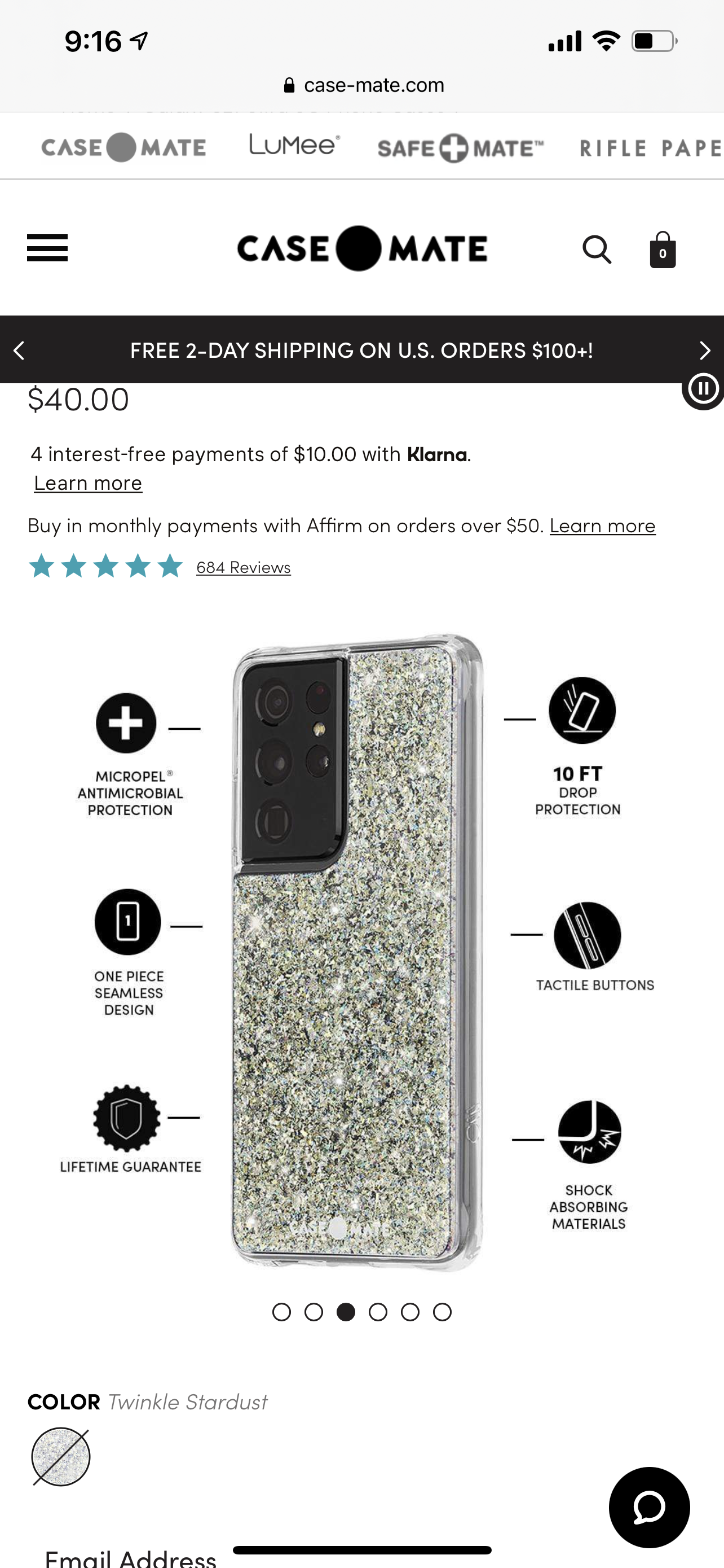 Case-Mate Twinkle Ombre Case for Samsung Galaxy S21 Ultra 5G