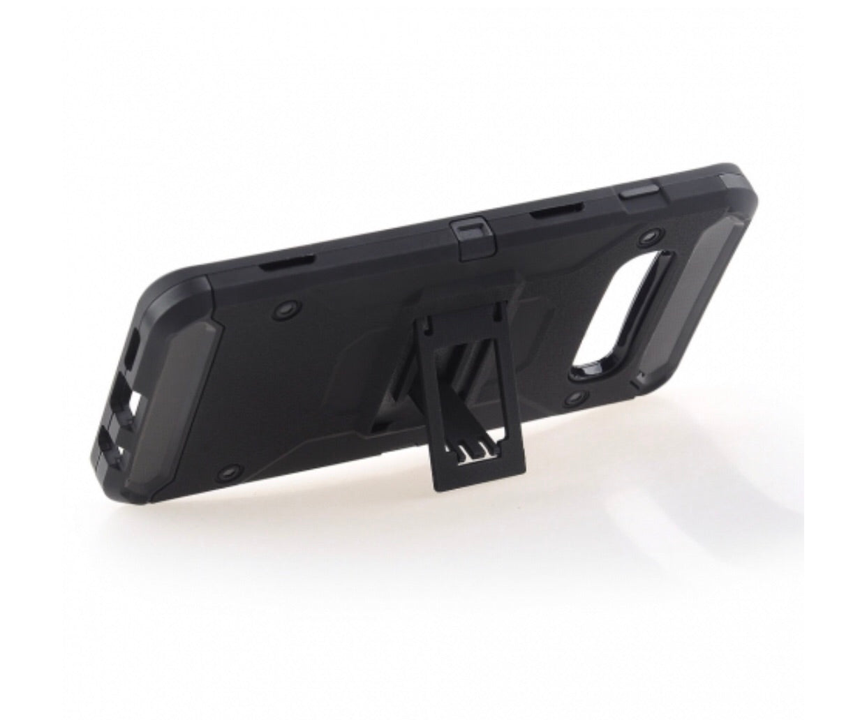 Samsung Galaxy S10 Plus - Black Colored Horizontal Hard Back Kickstand Case