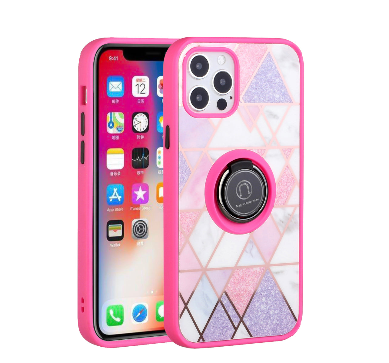 iPhone 14 PRO 6.1" Unique Design Magnetic Ring Stand Cover