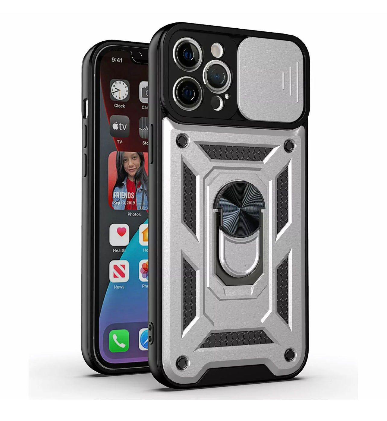 iPhone 13 Pro Max Ring Stand Case W/ Camera Cover