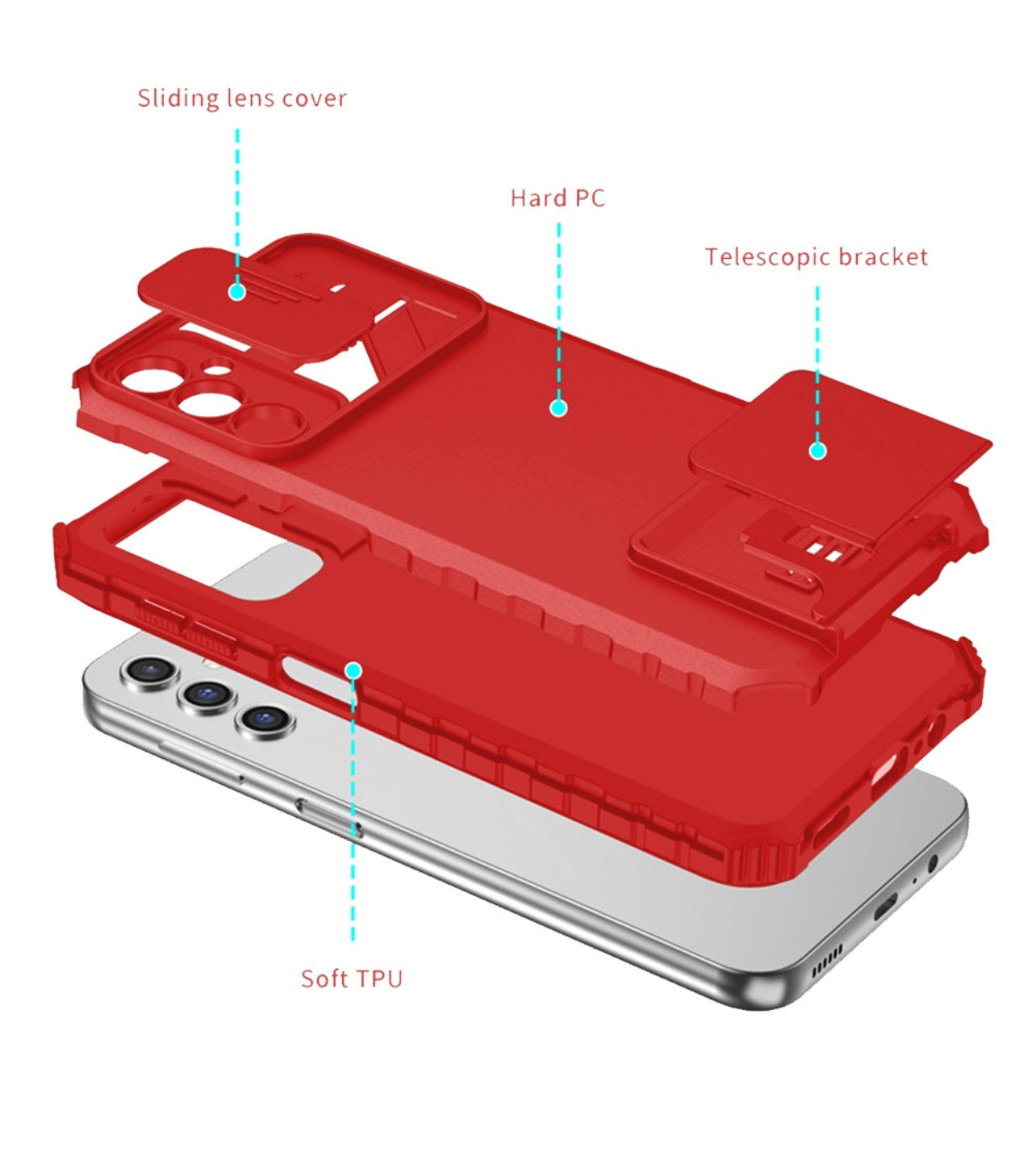 Samsung Galaxy A14 5G Hybrid Kickstand Case W/ Camera Cover