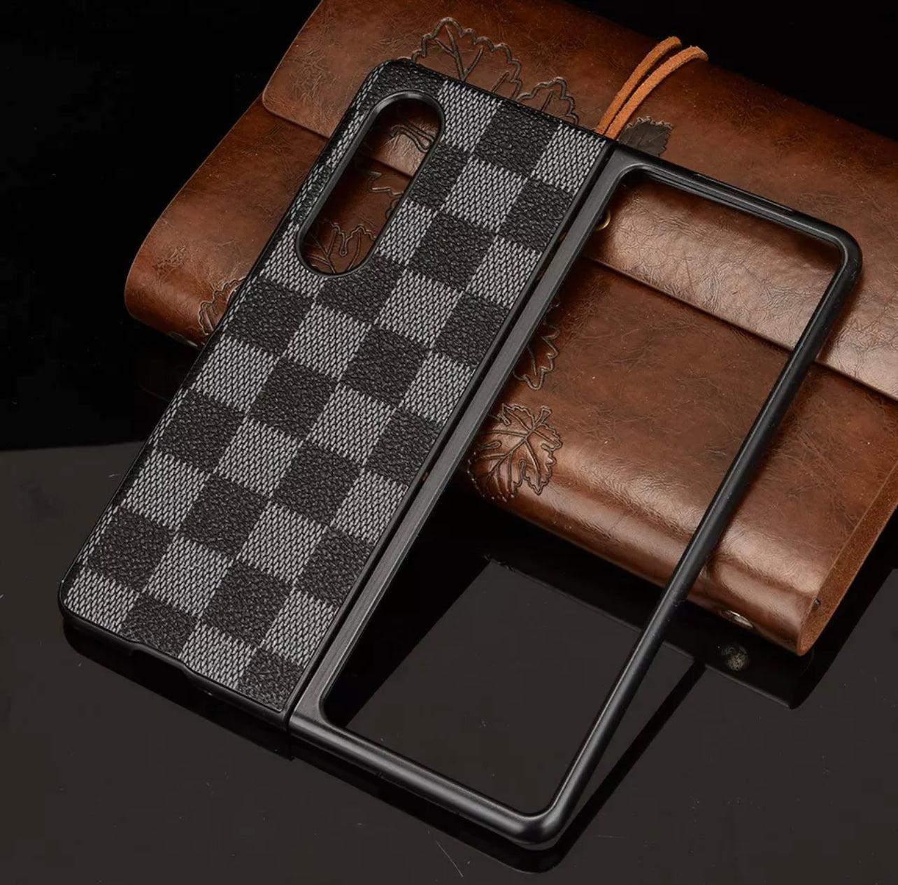 Samsung Galaxy Z Fold 3 5G Slim Luxury Plaid PU Leather Phone Case Cover