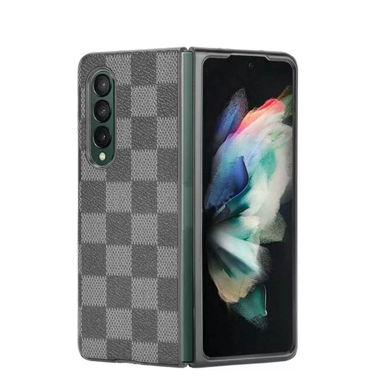 Samsung Galaxy Z Fold 3 5G Slim Luxury Plaid PU Leather Phone Case Cover