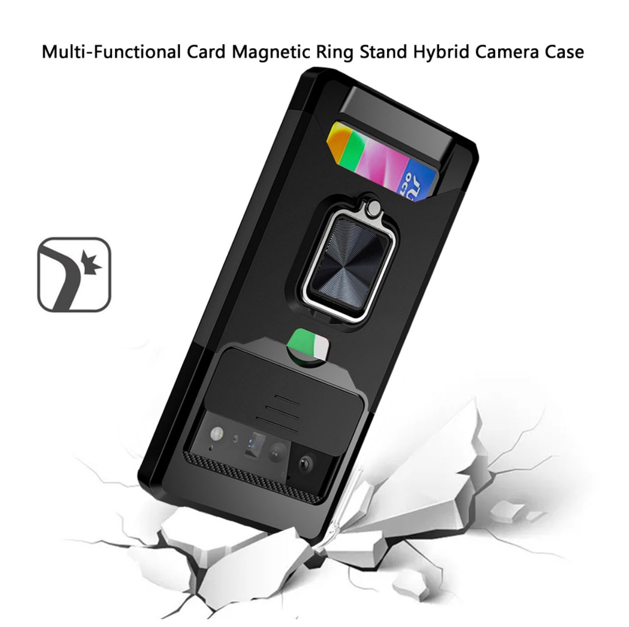 Google Pixel 6 Pro Card Holder Case W/ Magnetic Ring Stand
