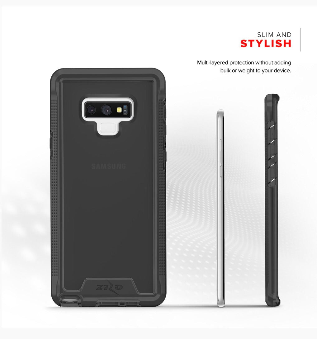Samsung Galaxy Note 9 Zizo ION Triple Layered Hybrid Case w/ Tempered Glass Screen Protector - Black / Smoke