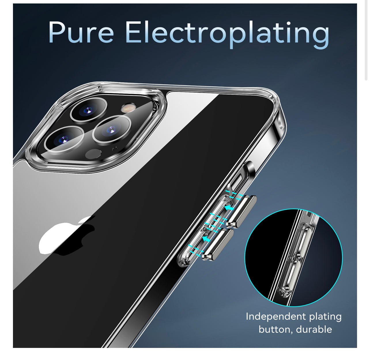 iPhone 14 PRO MAX 6.7” PURE CRYSTAL Transparent Thick 2.0mm ShockProof Chromed Buttons Case Cover - Clear