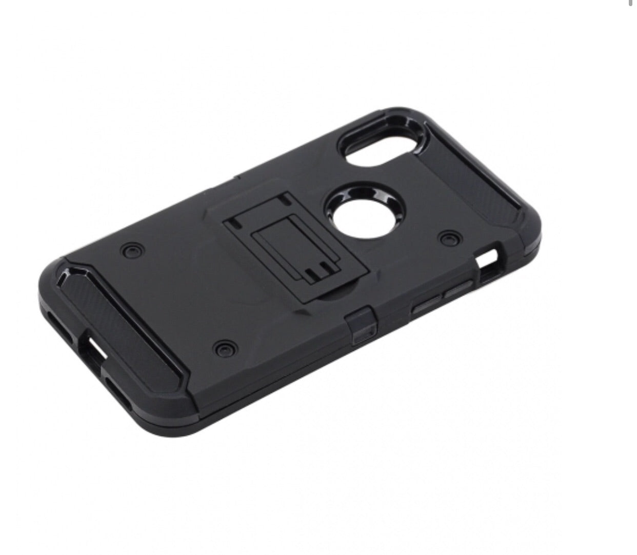 IPHONE X - BLACK COLORED HORIZONTAL HARD BACK KICKSTAND CASE