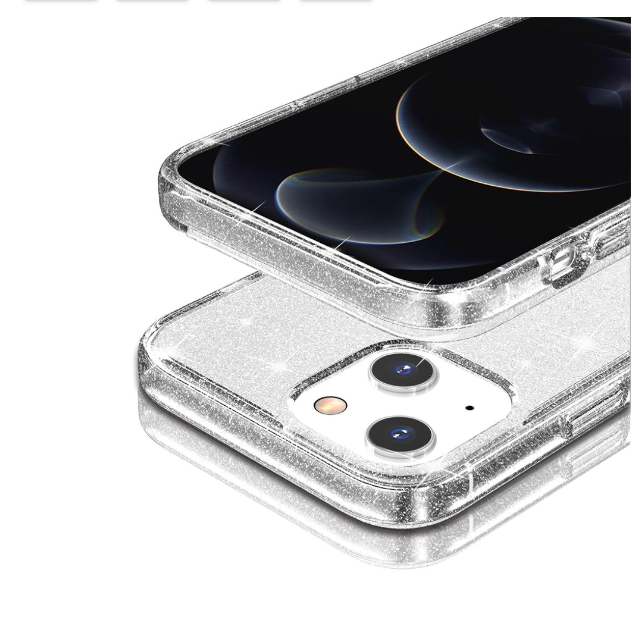 iPhone 14 Pro 6.1" Glitter Ultra Thick 3mm Transparent Hybrid Case Cover - Clear