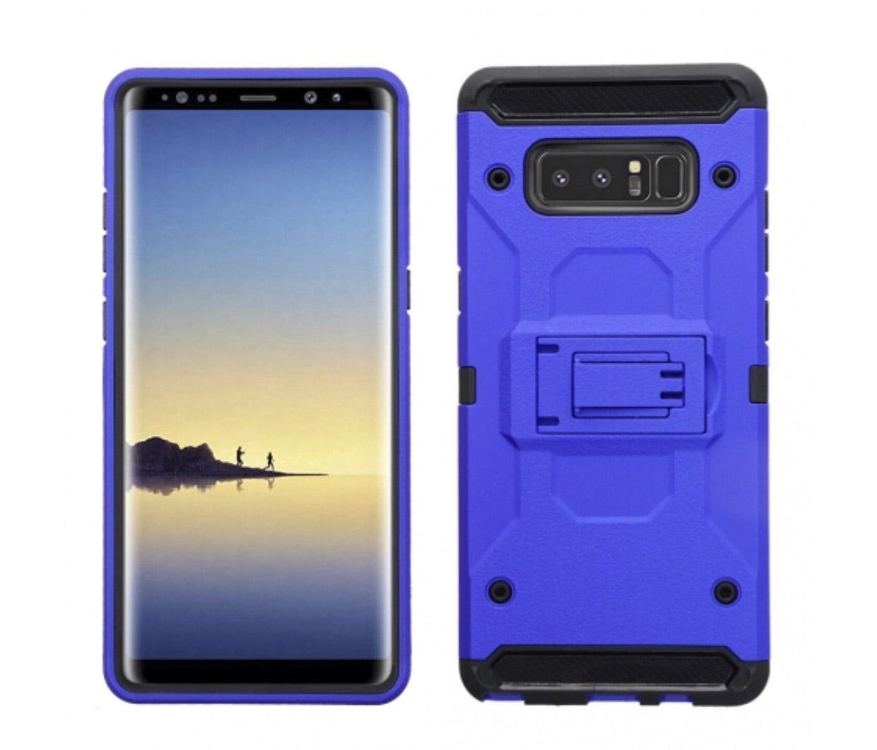 SAMSUNG GALAXY NOTE 8 - BLACK COLORED HORIZONTAL HARD BACK KICKSTAND CASE