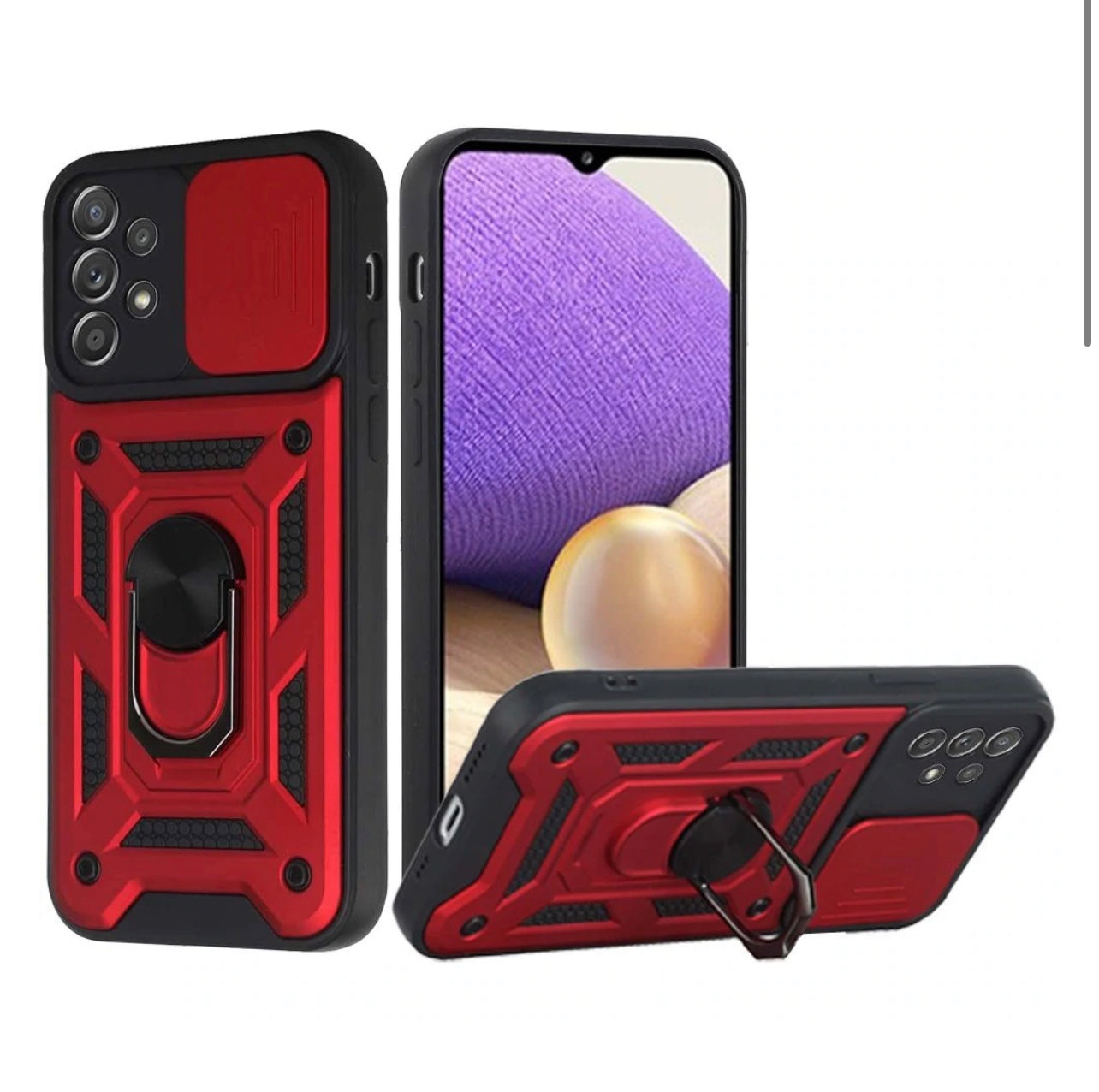 Galaxy A32 Camera Push Magnetic Ring Stand Hybrid Case Cover