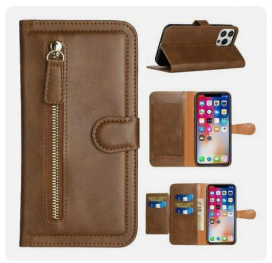 iPhone 14 PRO MAX 6.7" Premium Wallet MultiCard Holder Money Zipper With Magnetic Flap