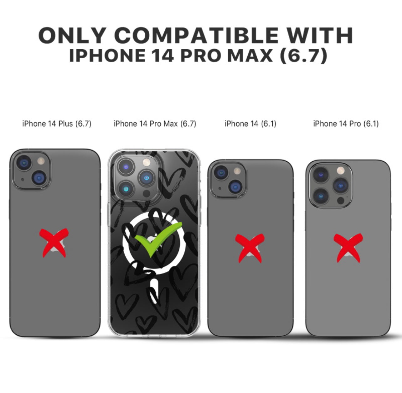 MyBat Pro Mood Series MagSafe Case for Apple iPhone 14 Pro Max (6.7) - Black Hearts