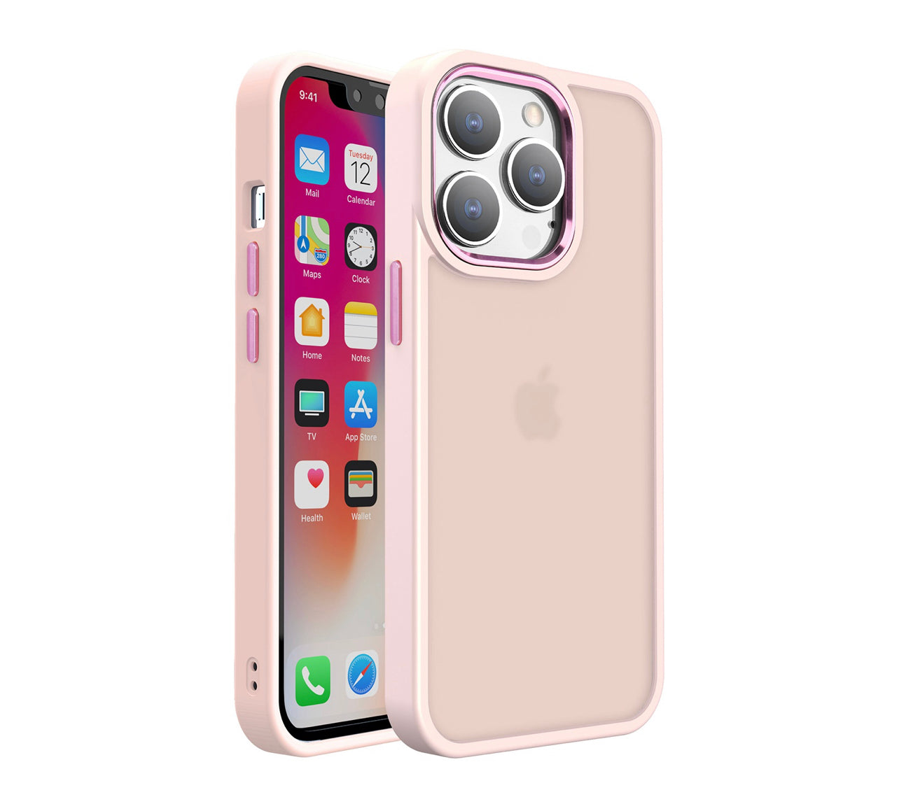 iPhone 14 PRO MAX 6.7" Acrylic Metal Button Hybrid Case Cover