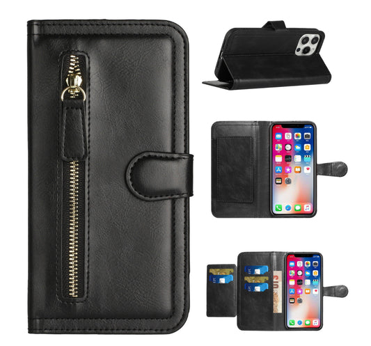 Samsung S23 Premium Wallet MultiCard Holder Money Zipper With Magnetic Flap