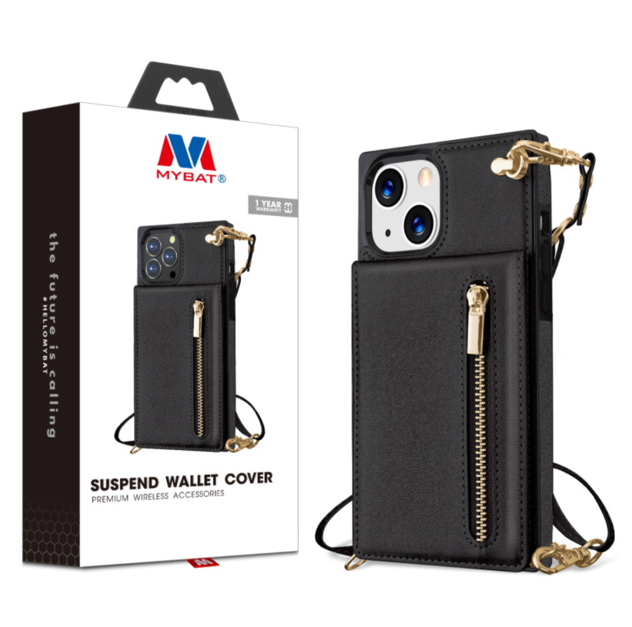 Suspend Wallet Cover (with Lanyard) for Apple iPhone 13 (6.1) - Black