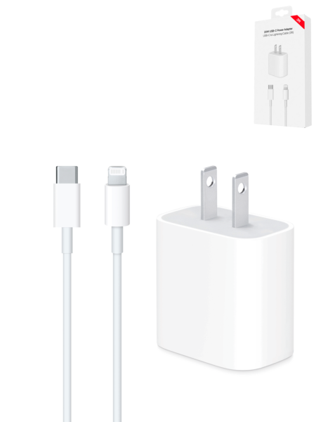 20W USB C-L Non-MFI Charging Cable with 20W USB-C Power Adapter (3 ft)