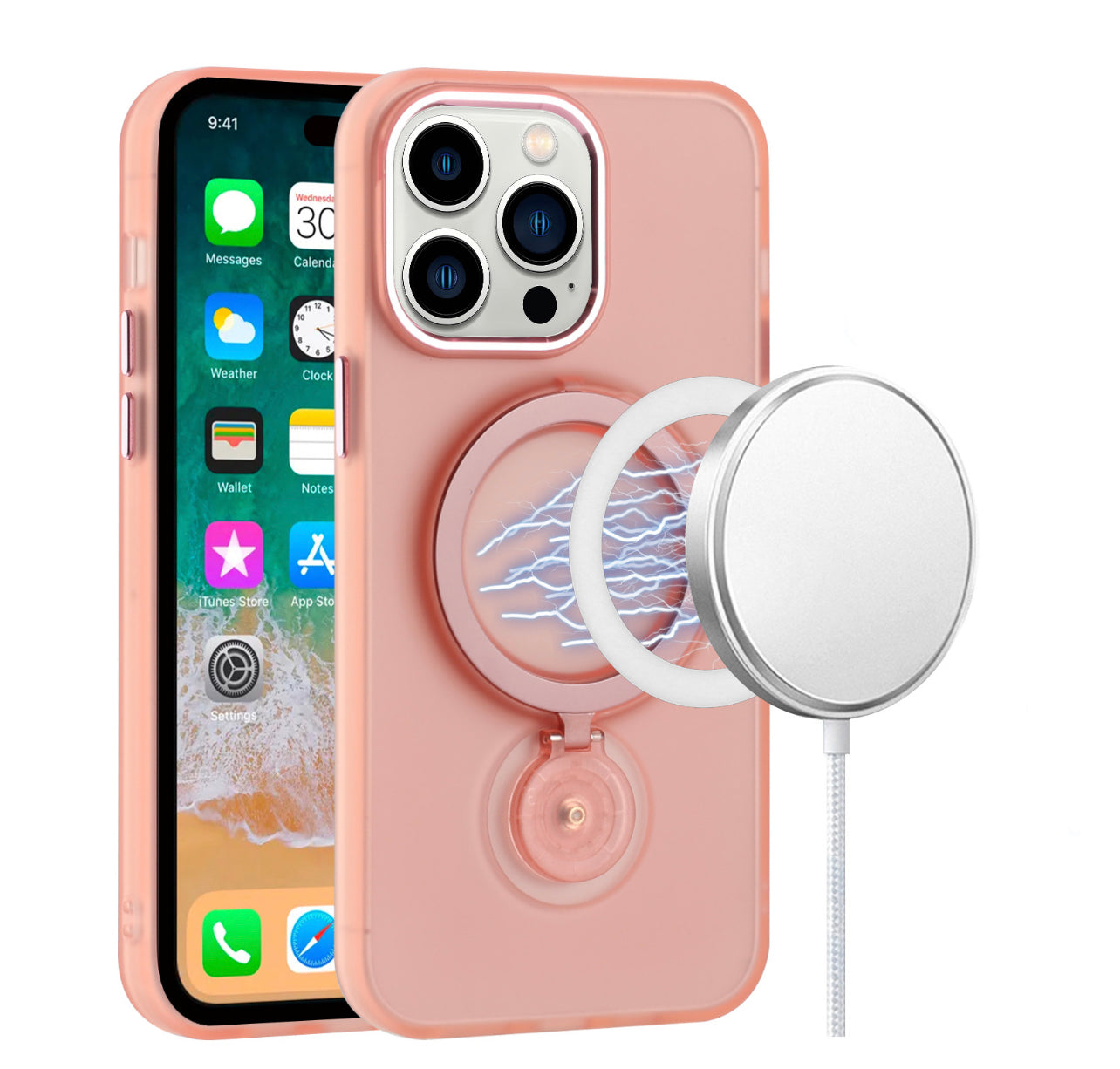 iPhone 15 Magnetic Transparent Kickstand  Hybrid Case