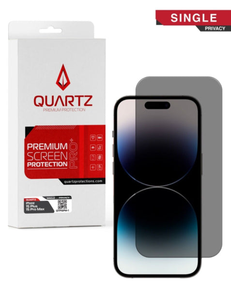 QUARTZ Privacy Tempered Glass for iPhone 15 Plus/ 15 Pro Max (Single Pack)