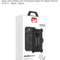 MyBat Pro Antimicrobial Maverick Series w/ MagSafe Case with Holster and Tempered Glass for Apple iPhone 15 (6.1) - Black / Black