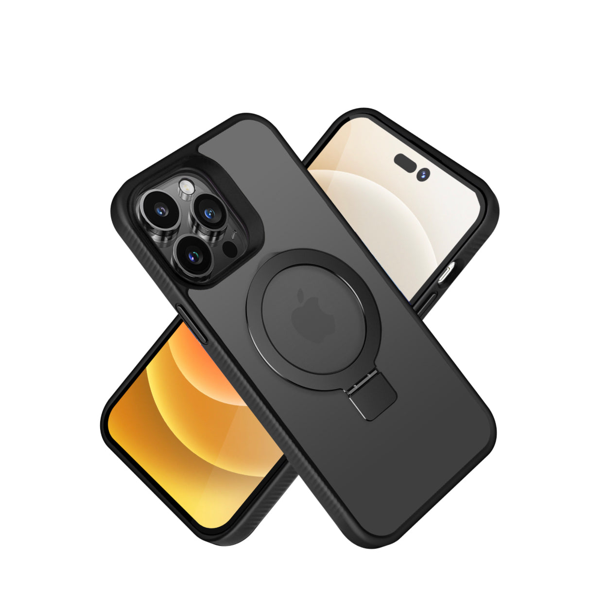 iPhone 15 Pro Max [Magnetic Circle] Kickstand Hybrid - Black