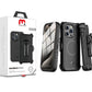 MyBat Pro Antimicrobial Maverick Series w/ MagSafe Case with Holster and Tempered Glass for Apple iPhone 15 Pro Max (6.7) - Black / Black