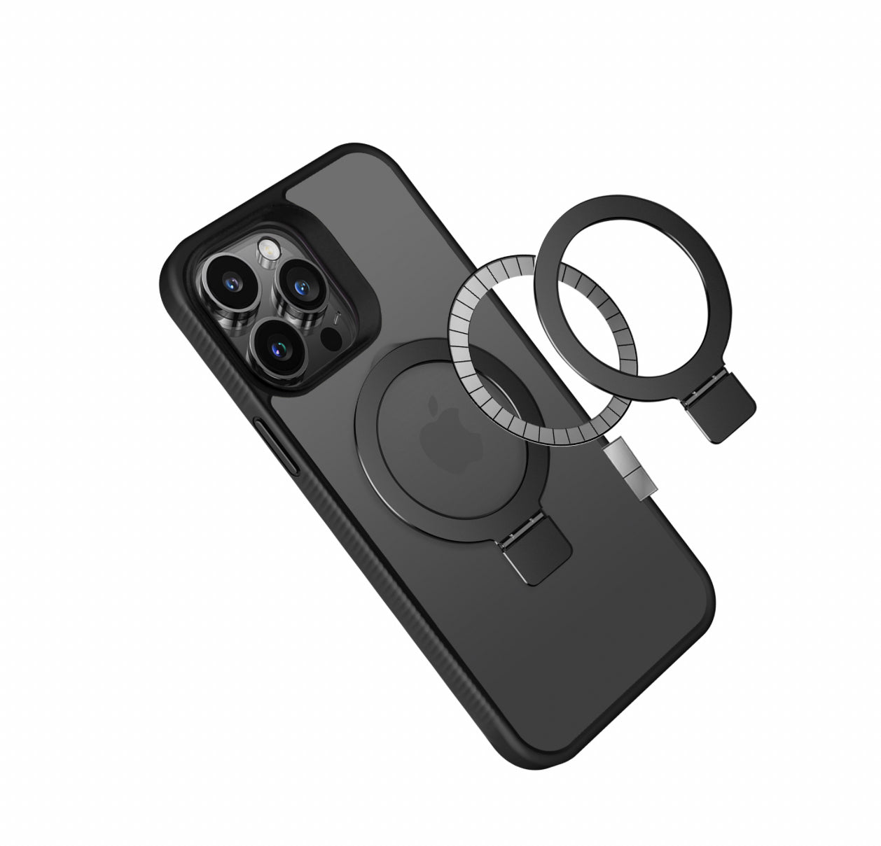 iPhone 15 Pro Max [Magnetic Circle] Kickstand Hybrid - Black