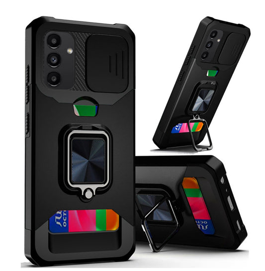 Samsung A14 5G Multi-Functional Card Magnetic Ring Stand Hybrid Camera Case