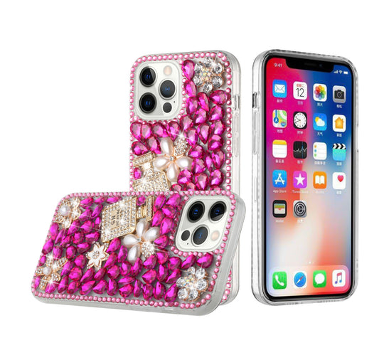 For Apple iPhone 14 PRO MAX 6.7" Full Diamond with Ornaments Case Cover