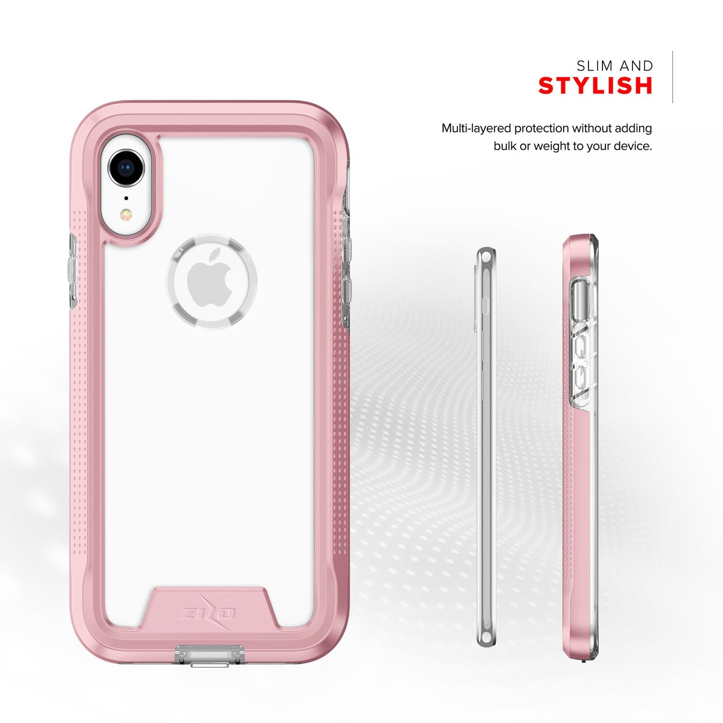 Apple iPhone XR - Zizo ION Triple Layered Hybrid Case with Tempered Glass Screen Protector - Rose Gold / Clear