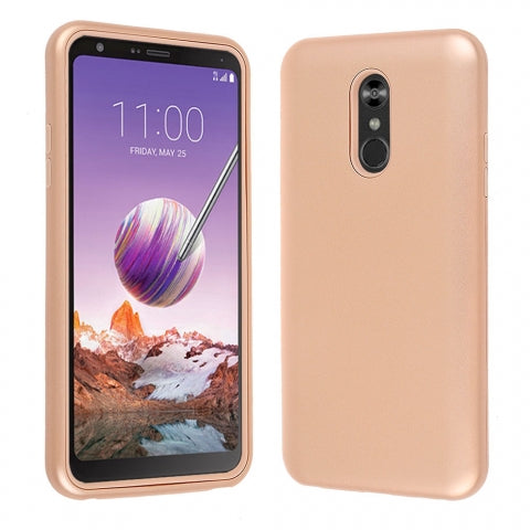 LG Stylo 4 - Rose Gold Hard Plastic Cover with Rose Gold Soft Silicone Skin