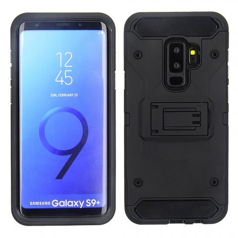 Samsung Galaxy S9 Plus - Black Colored Horizontal Hard Back Kickstand