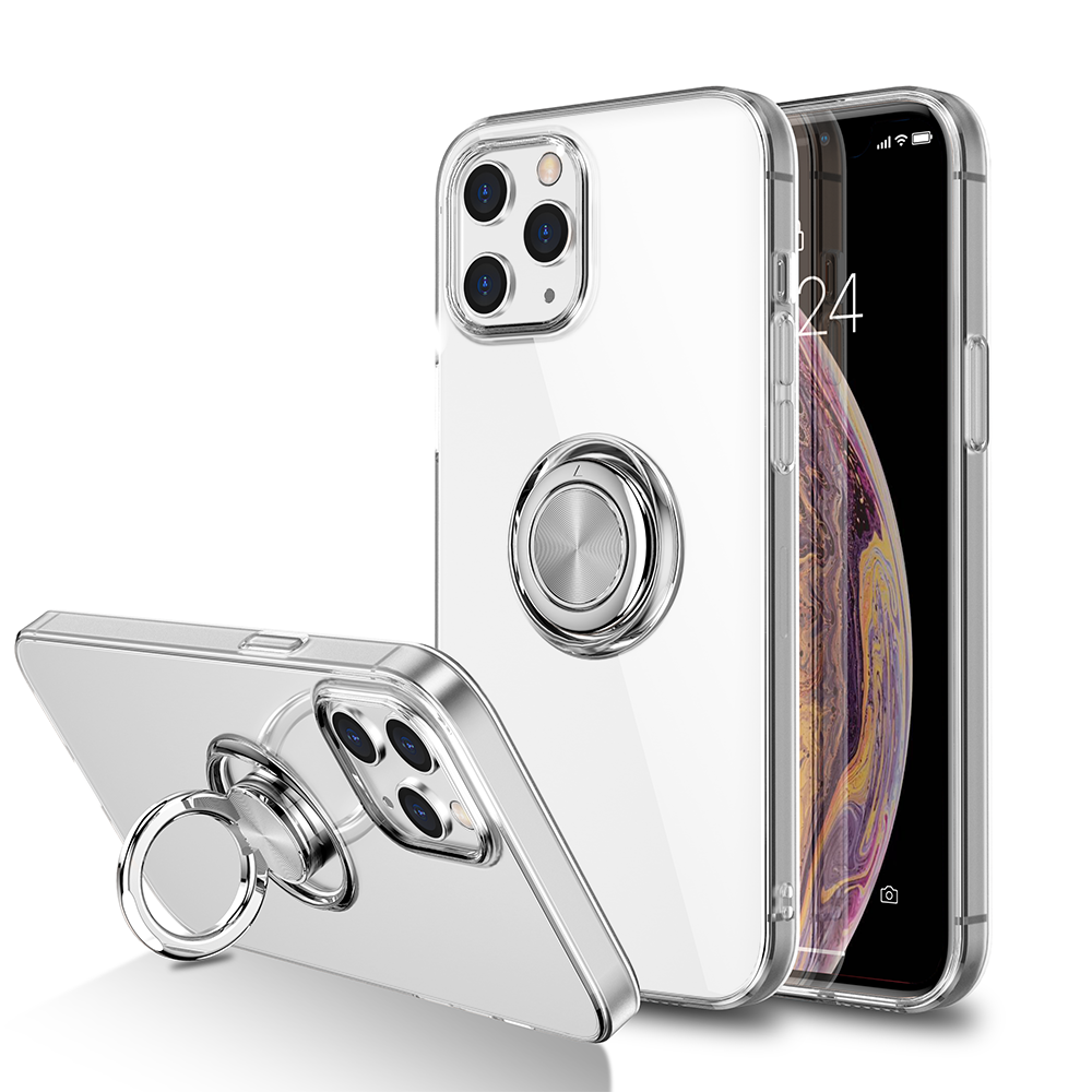 iPhone 12/PRO (6.1) -HYBRID CASE W/ RING STAND & MAGNETIC BACK - CLEAR