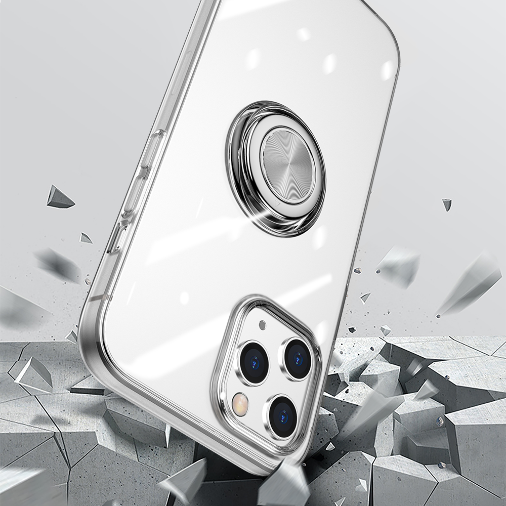 iPhone 12/PRO (6.1) -HYBRID CASE W/ RING STAND & MAGNETIC BACK - CLEAR