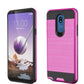 LG Stylo 5 Metallic Brushed Hybrid Case- Hot Pink