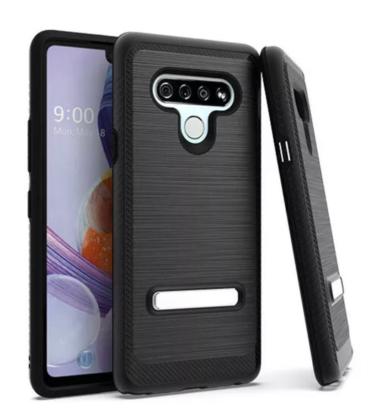 LG Stylo 6 Metallic Brushed Kickstand Hybrid Case