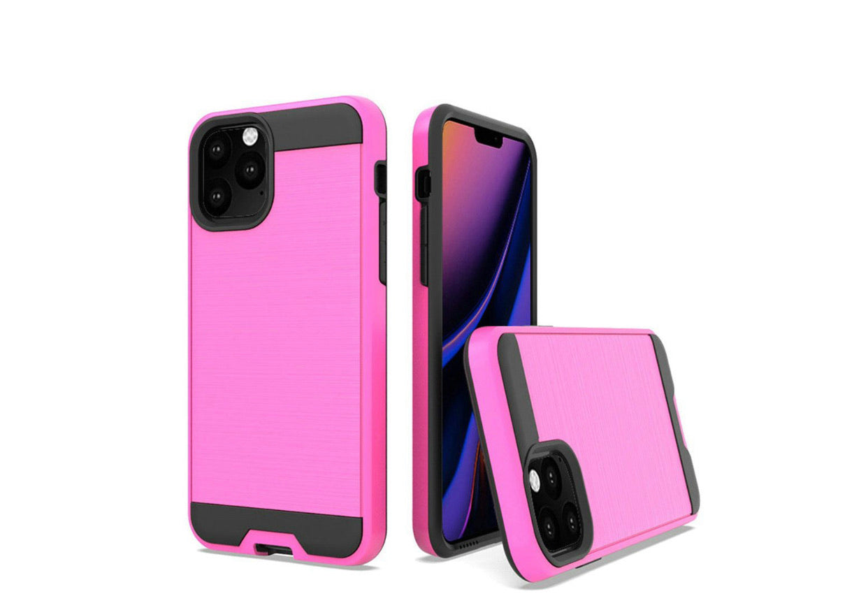 iPhone 11 Metallic Hybrid Case- Pink