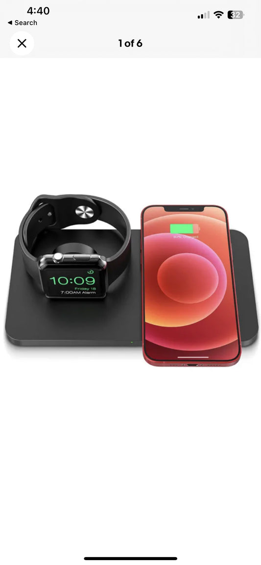 Seneo 2 in1 7.5W Fast Wireless Charger Charging Pad Stand For Apple Watch iPhone