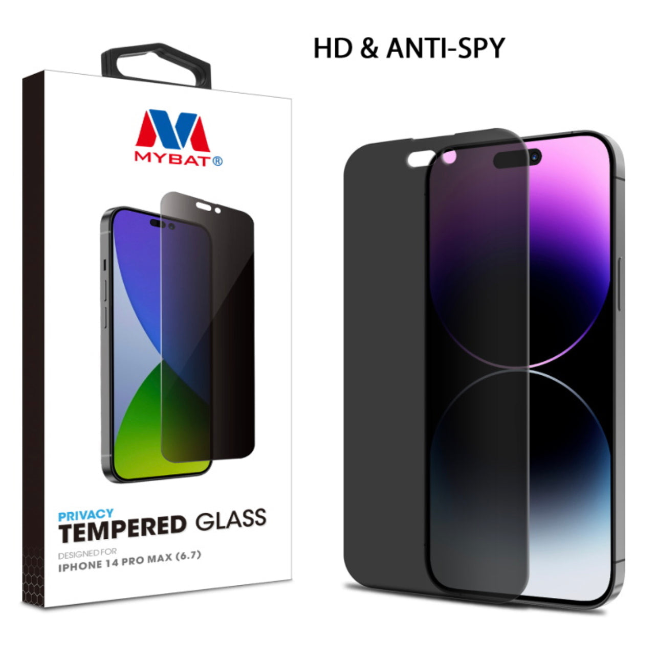MyBat Privacy Tempered Glass Screen Protector (2.5D) for Apple iPhone 14 Pro Max (6.7) - Clear