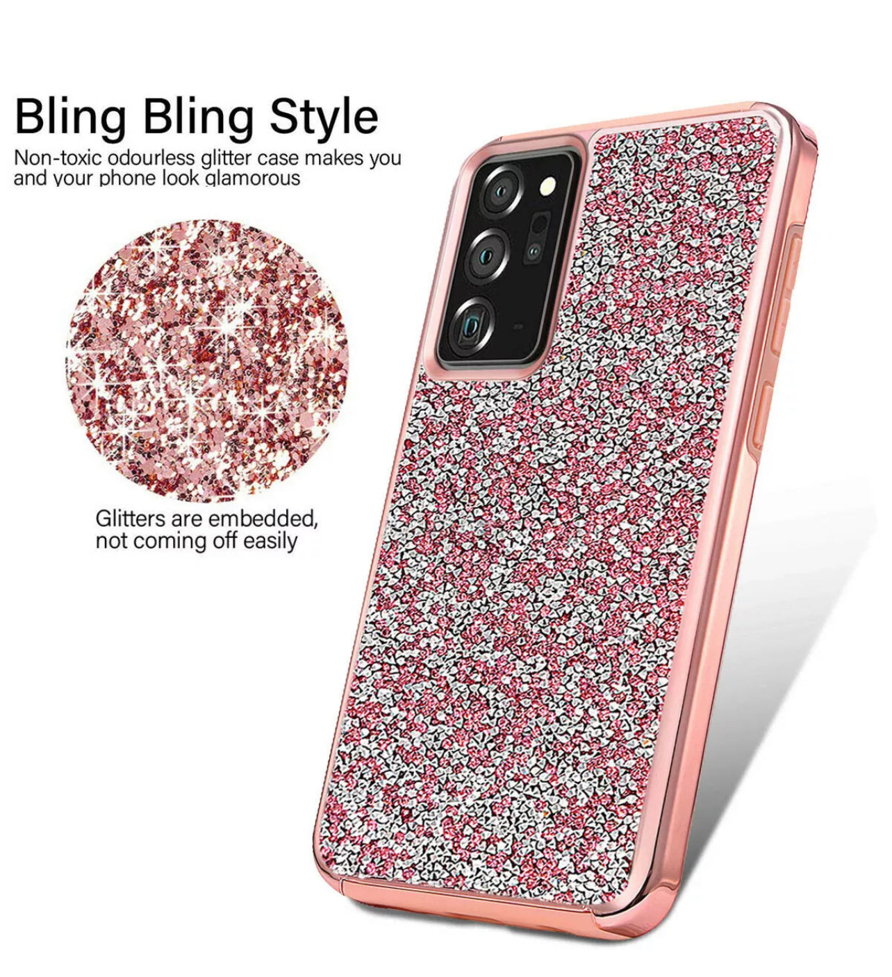 Samsung Galaxy Note20 Ultra 5G Rugged Glitter Bling Case