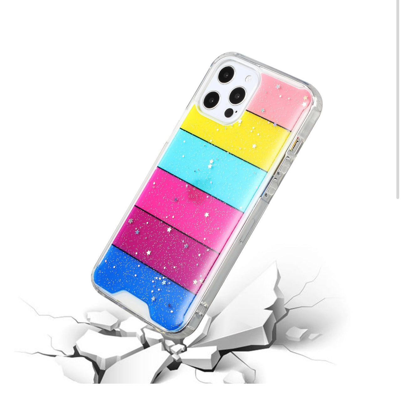 iPhone 13 6.1 Vogue Epoxy Glitter Hybrid Case Cover - Stripes