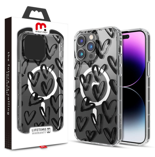 MyBat Pro Mood Series MagSafe Case for Apple iPhone 14 Pro Max (6.7) - Black Hearts