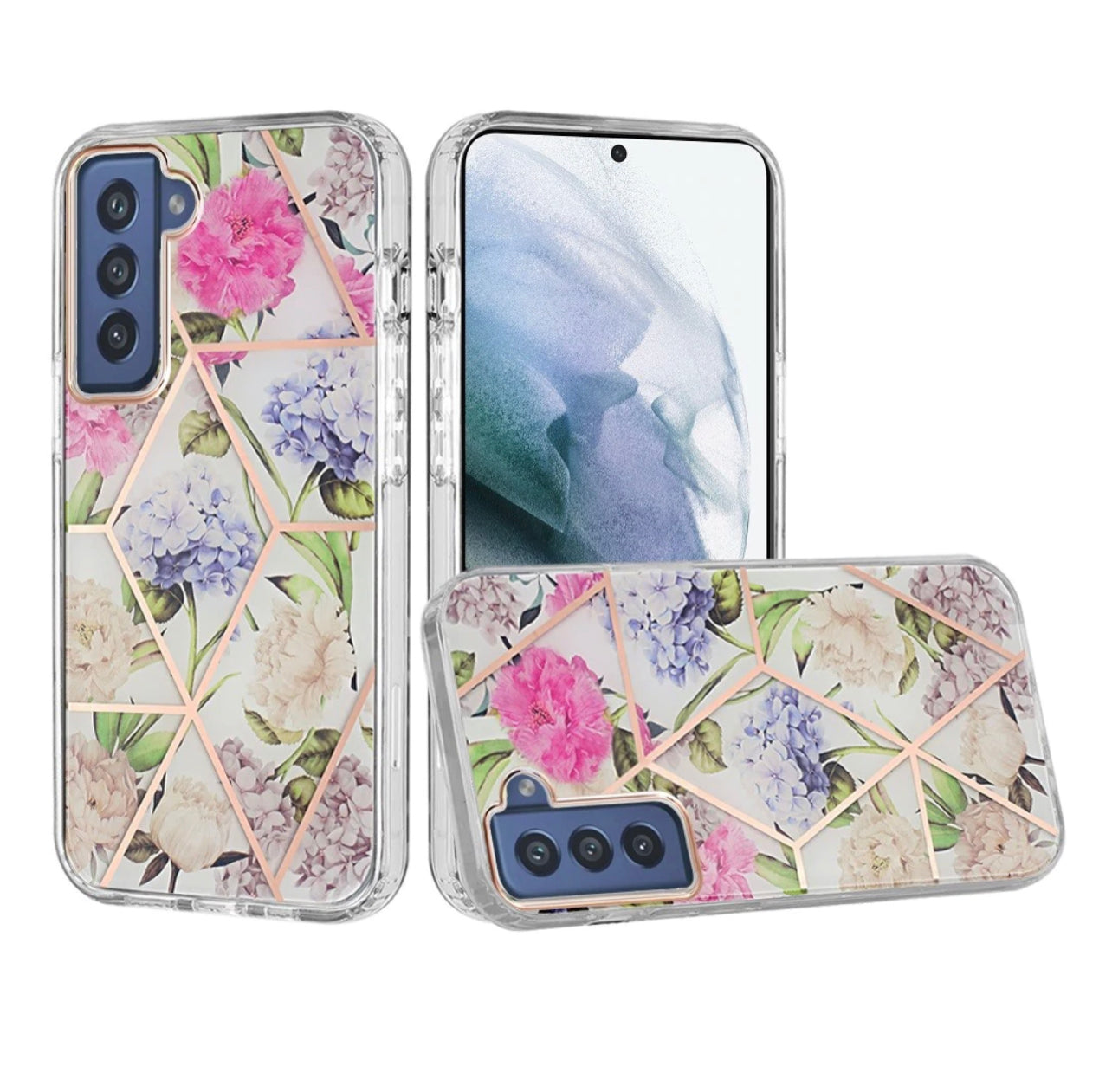Samsung Galaxy S22 Floral Design Shockproof Hybrid Case