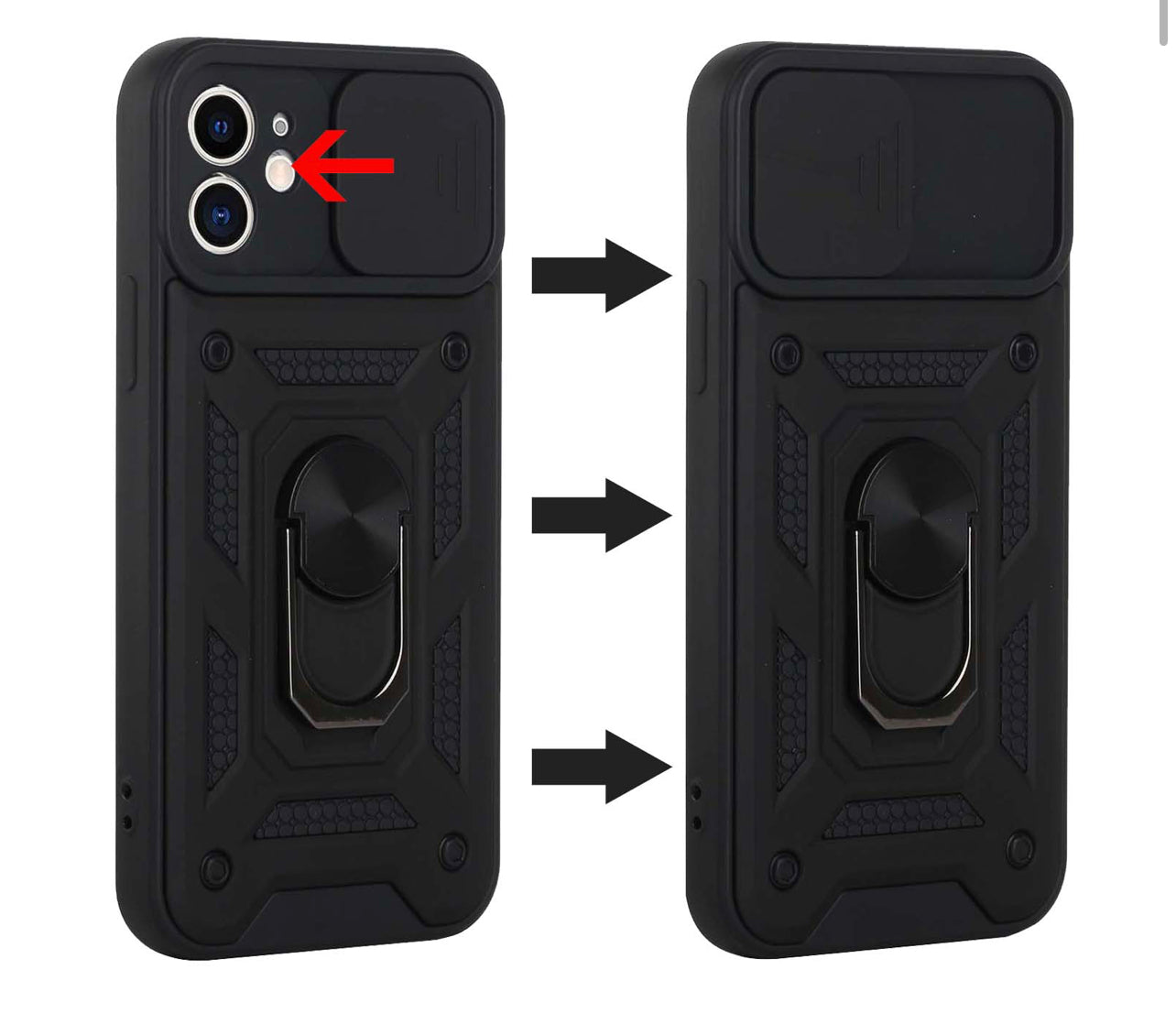 iPhone 14 PRO MAX 6.7" ELITE Camera Push Magnetic Ring Stand Hybrid Case Cover - Black