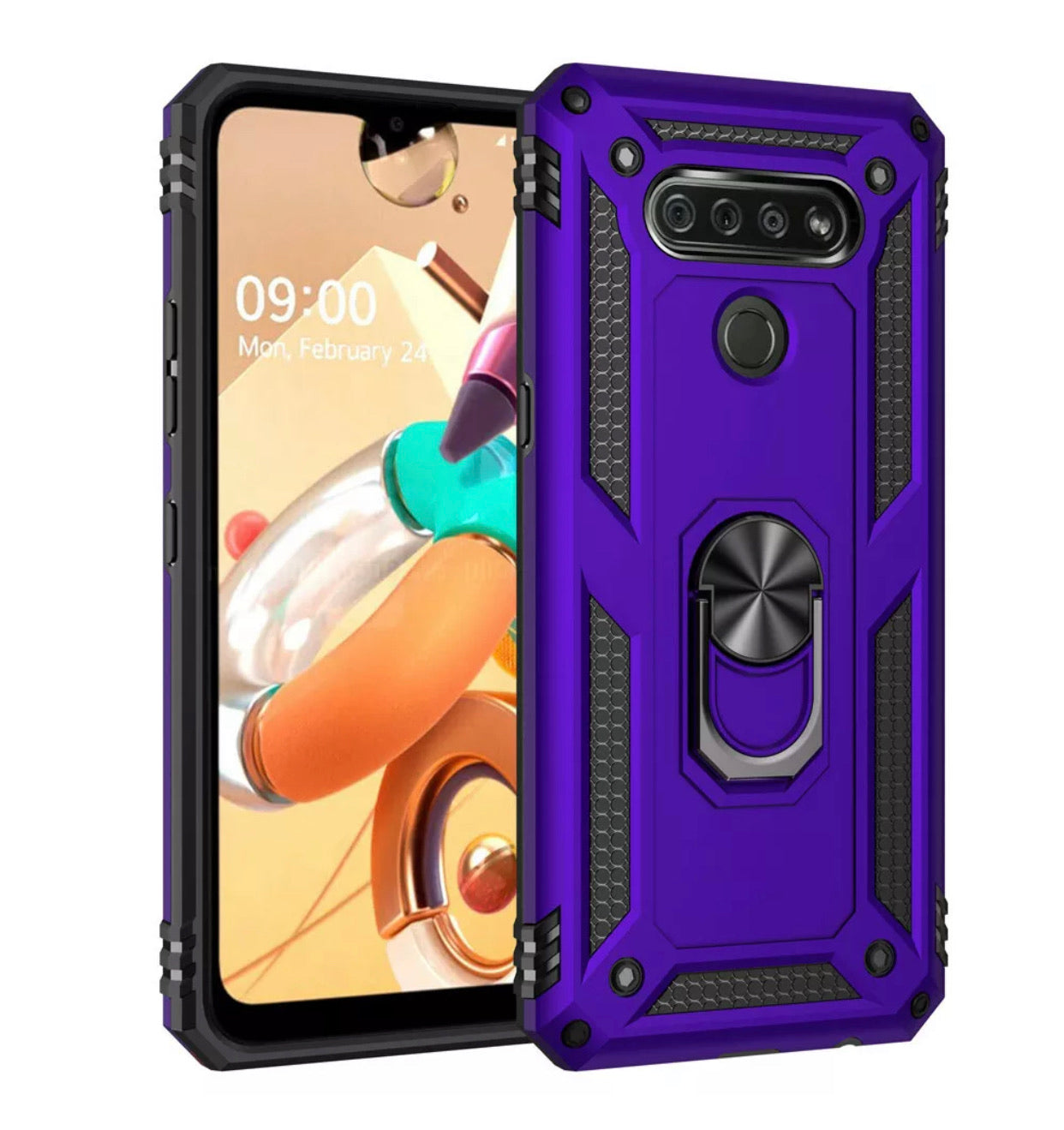 LG K51 Ring Holder Case-Purple