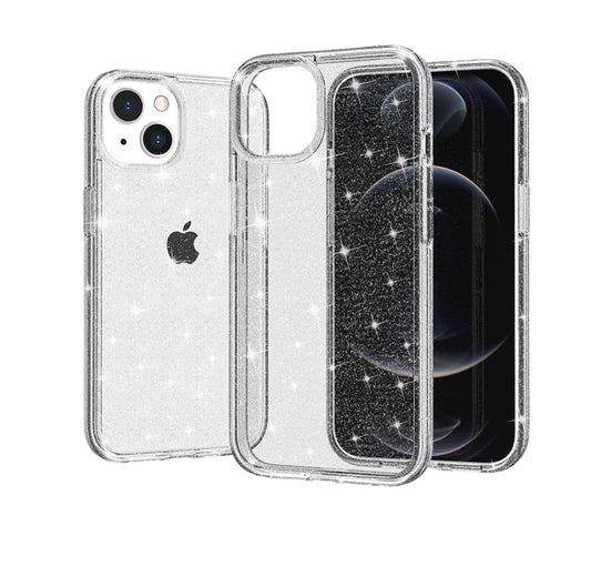 iPhone 14 6.1" Glitter Ultra Thick 3mm Transparent Hybrid Case Cover - Clear