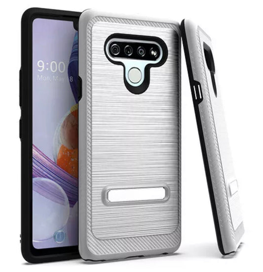LG Stylo 6 Brushed Hybrid Case Silver